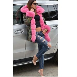 Hood Coat Faux Fur Lined Overcoat Winter Camo